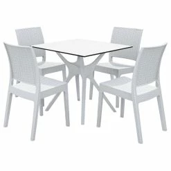 Brand new 👏 Compamia Ibiza 5-Piece Square Outdoor Dining Set, White ❤️