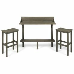 Coupon ✔️ GDFStudio GDF Studio 3-Piece Cassie Outdoor Acacia Wood Balcony Bar Set, Gray Finish 🔥