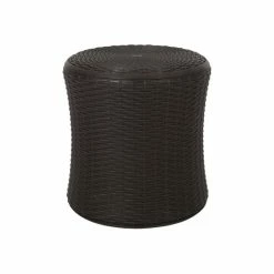 Hot Sale ✔️ GDFStudio Salem Outdoor Faux Wicker Patio Table, Dark Brown ✨