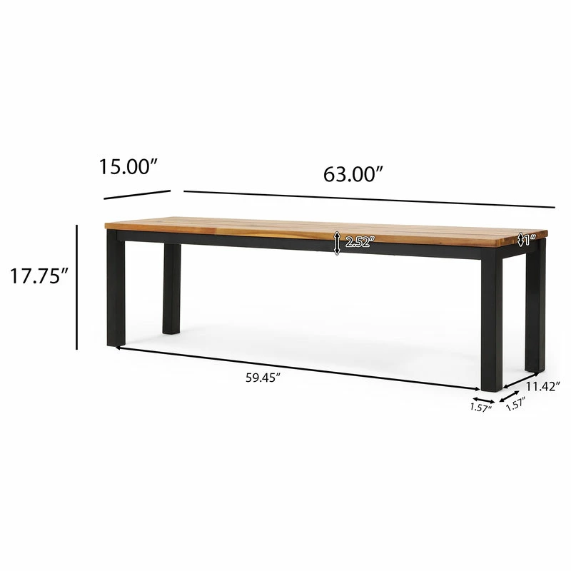Promo ๐ GDFStudio Colcord Outdoor Modern Industrial Acacia Wood Bench, Teak/Back ๐ - Image 2
