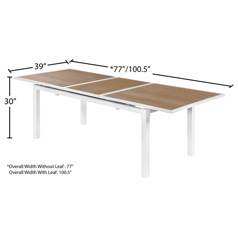 Outlet โ Meridian Furniture Nizuc Outdoor Patio Extendable Dining Table, Brown Top ๐ - Image 11