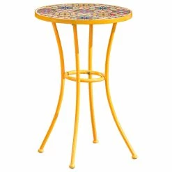 Best deal 🤩 GDFStudio GDF Studio Brienne Outdoor Yellow Ceramic Tile Side Table With Iron Frame 🧨