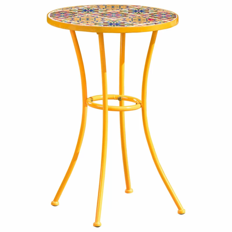 Best deal 🤩 GDFStudio GDF Studio Brienne Outdoor Yellow Ceramic Tile Side Table With Iron Frame 🧨