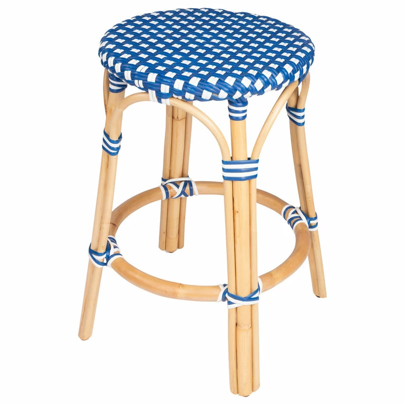 Best deal 🛒 Butler Specialty Company Tobias Blue And White Rattan Counter Stool ✔️ - Image 2