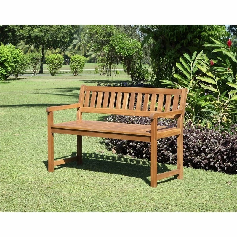 Wholesale ๐ Linon Home Decor Products Linon Catalan Wood Outdoor Bench In Brown ๐ - Image 2