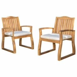 Buy 🔥 GDFStudio GDF Studio Tampa Teak Finish Acacia Wood Outdoors Dining Chairs, Set Of 2 ⭐