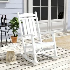 Top 10 ✔️ WestinTrends HDPE Patio Outdoor Adirondack Rocking Chair, White 🔥