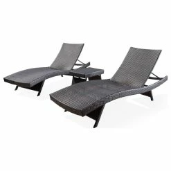 Brand new ✔️ GDFStudio GDF Studio 3-Piece Brown Wicker Adjustable Chaise Lounge Set 🔥