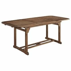 Promo 👏 Walker Edison Acacia Wood Outdoor Patio Butterfly Dining Table - Dark Brown ⌛