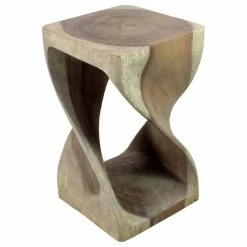 Wholesale 😉 Kammika Import Export Co., Ltd (Thailand) Haussmann® Original Wood Twist Stool 12 X 12 X 20 In High Grey Oil 🎁