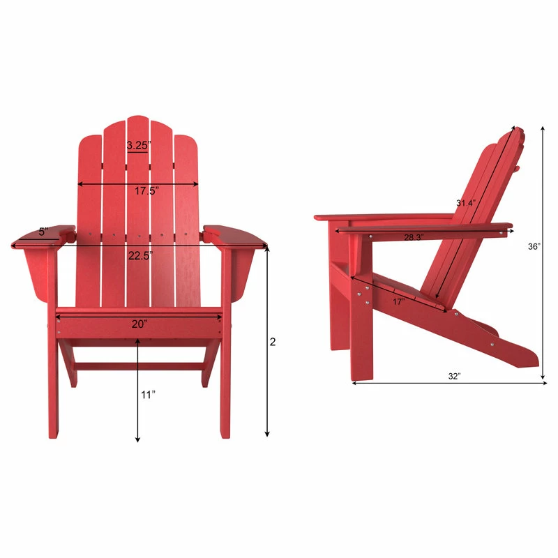 Best Sale 😉 LuXeo USA Marina Poly Outdoor Patio Adirondack Chair, Set Of 2, White 🥰 - Image 4