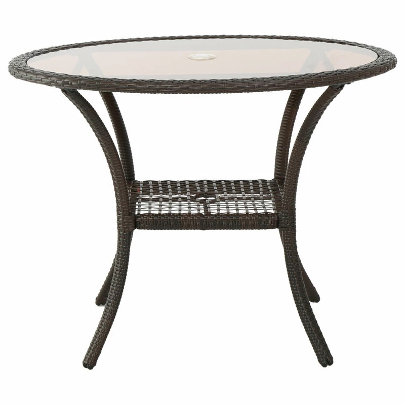 Brand new 🔔 GDFStudio GDF Studio Selander Multibrown Wicker Glass Table 🥰 - Image 9