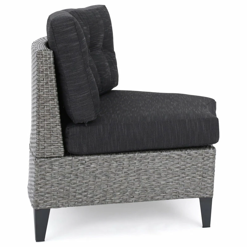 Cheapest 🤩 GDFStudio GDF Studio 5-Piece Currituck Outdoor Black Wicker Sofa, Dark Gray Set ❤️ - Image 13