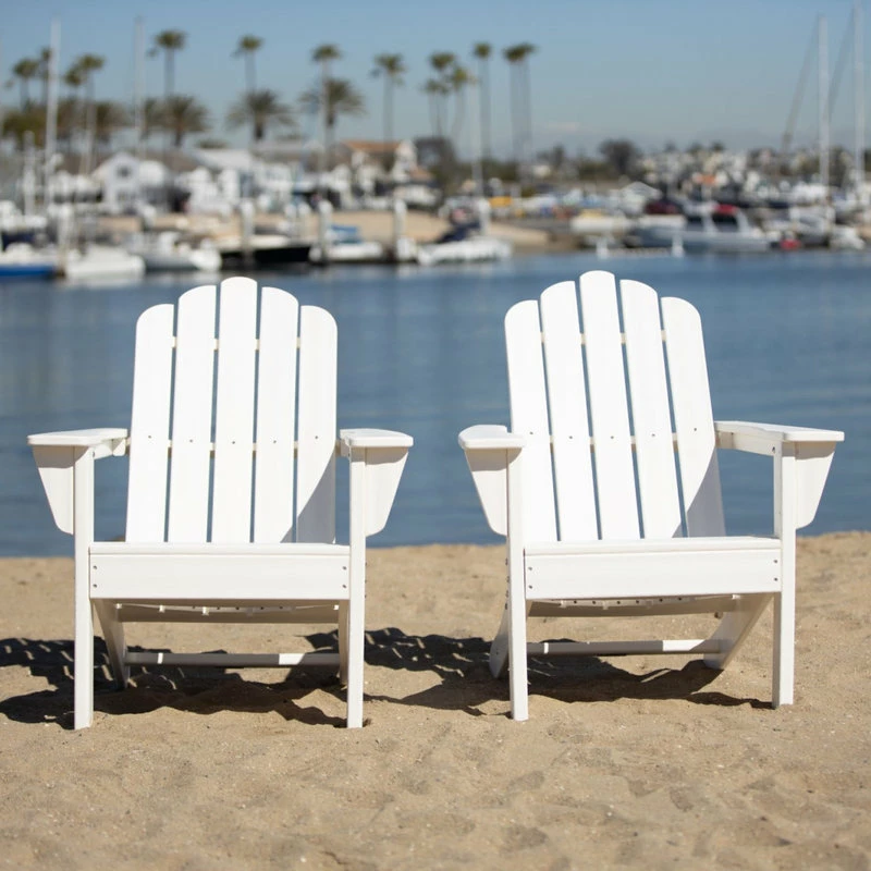 Best Sale 😉 LuXeo USA Marina Poly Outdoor Patio Adirondack Chair, Set Of 2, White 🥰 - Image 6