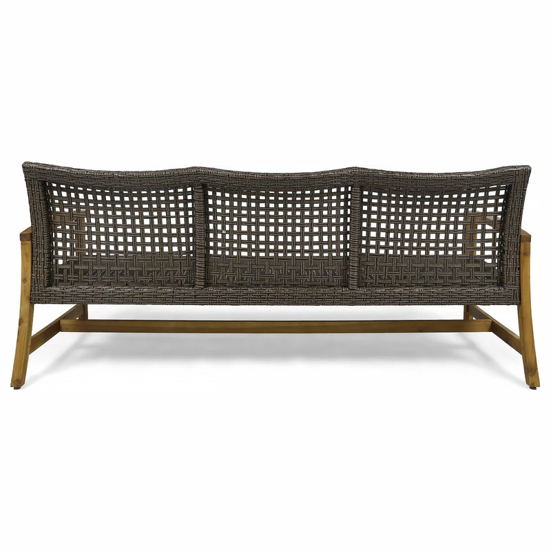 Best Pirce ๐ GDFStudio Marcia Outdoor Wood And Wicker Sofa, Mix Mocha/Natural Stained Finish ๐ - Image 8