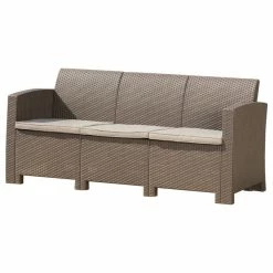 Coupon ⭐ GDFStudio GDF Studio St. Pete Outdoor 3-Seat Faux Wicker Rattan Sofa, Brown/Mix Beige ❤️
