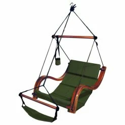 Hot Sale 🔔 King's Pond Enterprises Hammaka Hammocks Nami Hanging Lounge Chair, Hunter Green ⌛