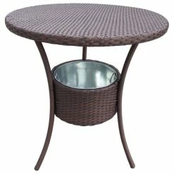 Best deal 🥰 GDFStudio GDF Studio Tampa Bay Multi Brown Pe Table, Ice Pail ✔️