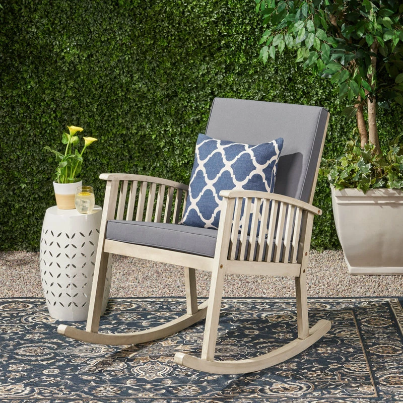 Best deal โ๏ธ GDFStudio Beulah Outdoor Acacia Wood Rocking Chair, Light Gray Finish, Dark Gray ๐ฅฐ 4 Best deal โ๏ธ GDFStudio Beulah Outdoor Acacia Wood Rocking Chair, Light Gray Finish, Dark Gray ๐ฅฐ - Image 2