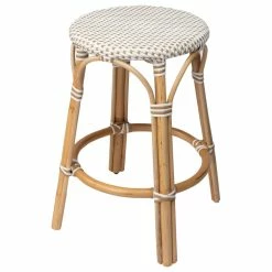 Cheapest 🌟 Butler Specialty Company Tobias Beige & White Rattan Counter Stool, 9371415 💯