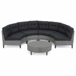 Cheapest 🤩 GDFStudio GDF Studio 5-Piece Currituck Outdoor Black Wicker Sofa, Dark Gray Set ❤️
