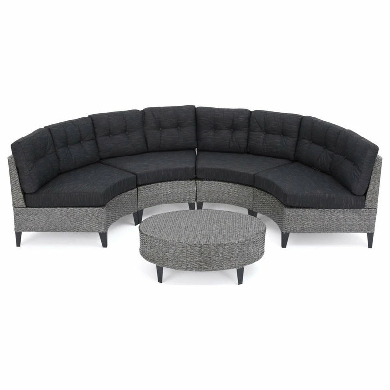 Cheapest 🤩 GDFStudio GDF Studio 5-Piece Currituck Outdoor Black Wicker Sofa, Dark Gray Set ❤️