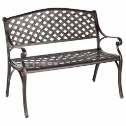 Deals ⭐ Fire Sense Antique Bronze Cast Aluminum Patio Bench 🌟