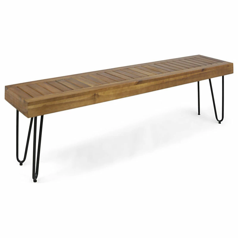 Top 10 😍 GDFStudio GDF Studio Abbet Outdoor Industrial Wood And Metal Bench, Teak/Black Metal 😉
