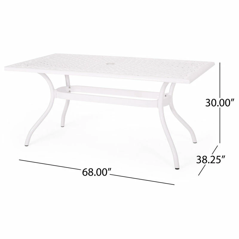 Brand new 😍 GDFStudio Veronica Traditional Outdoor Aluminum Rectangular Dining Table, White 🌟 - Image 3