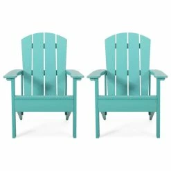 Best Sale 🎁 GDFStudio Leighton Outdoor Adirondack Chairs, Set Of 2, Teal 🌟