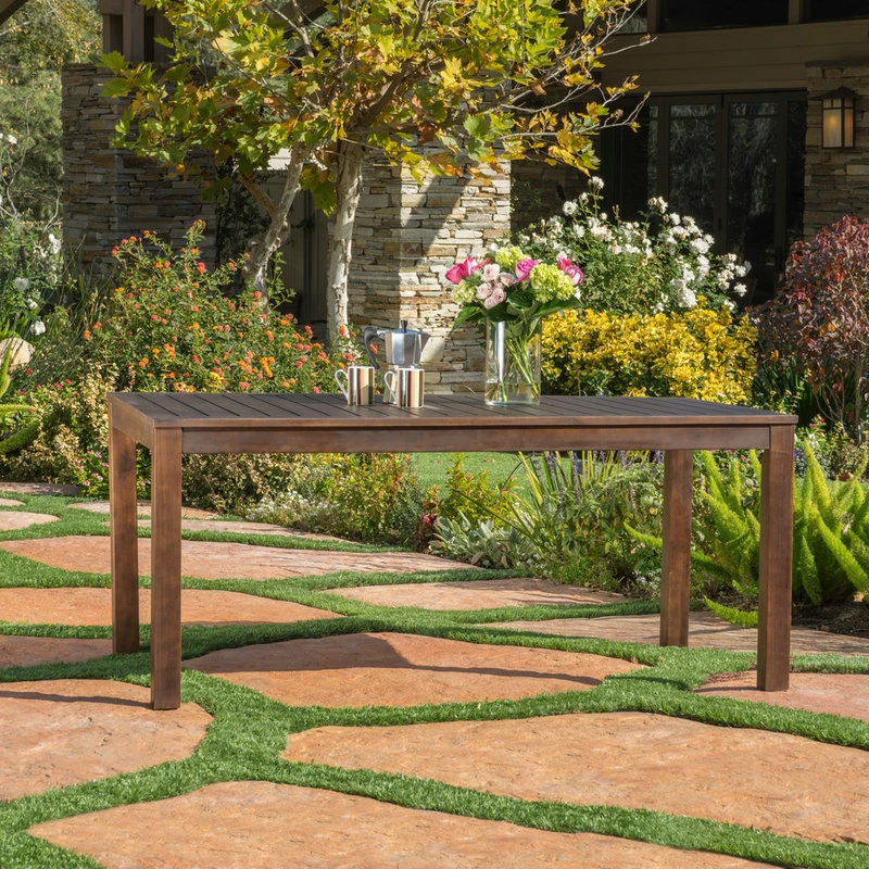 Deals ๐ฅฐ GDFStudio GDF Studio Marin Dark Brown Acacia Wood Outdoor Dining Table ๐ - Image 2