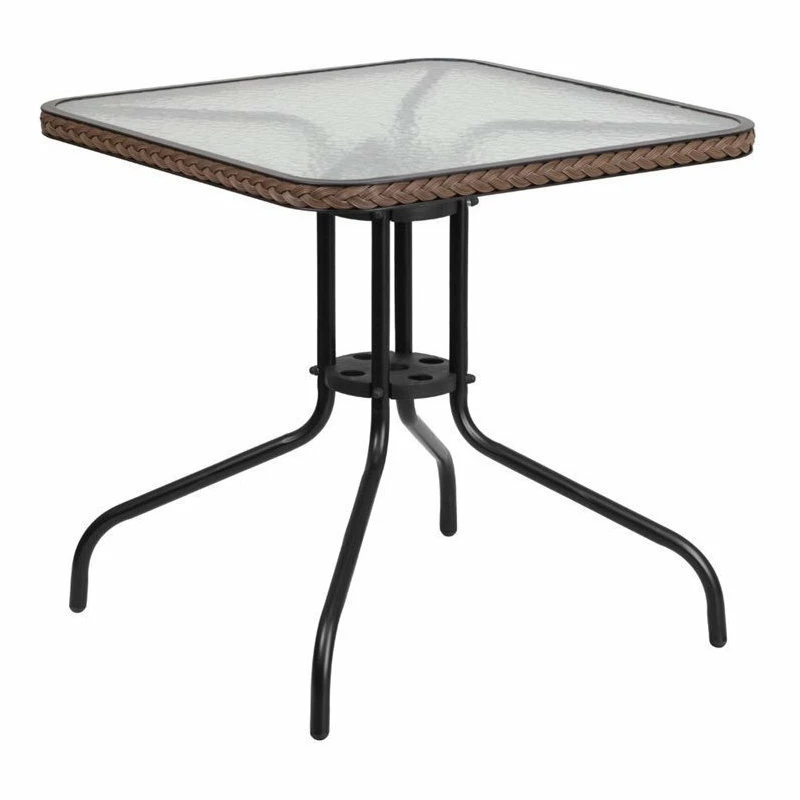 Best Pirce ๐ Flash Furniture 28" Square Glass Top Patio Dining Table In Black Brown ๐