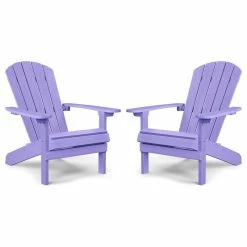 Deals 🔔 YEFU Adirondack Chairs, Set Of 2, Plastic Weather Resistant, Outdoor Chairs, Purple ⌛