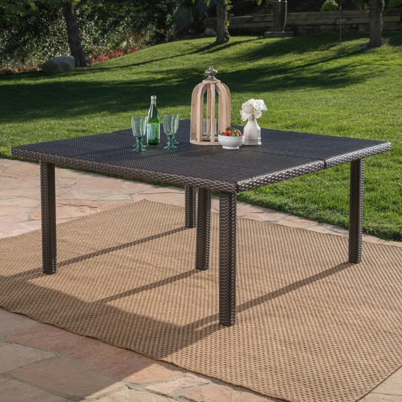 Deals ๐ GDFStudio GDF Studio Fern Outdoor 64" Wicker Square Dining Table, Multi-Brown โ๏ธ - Image 2