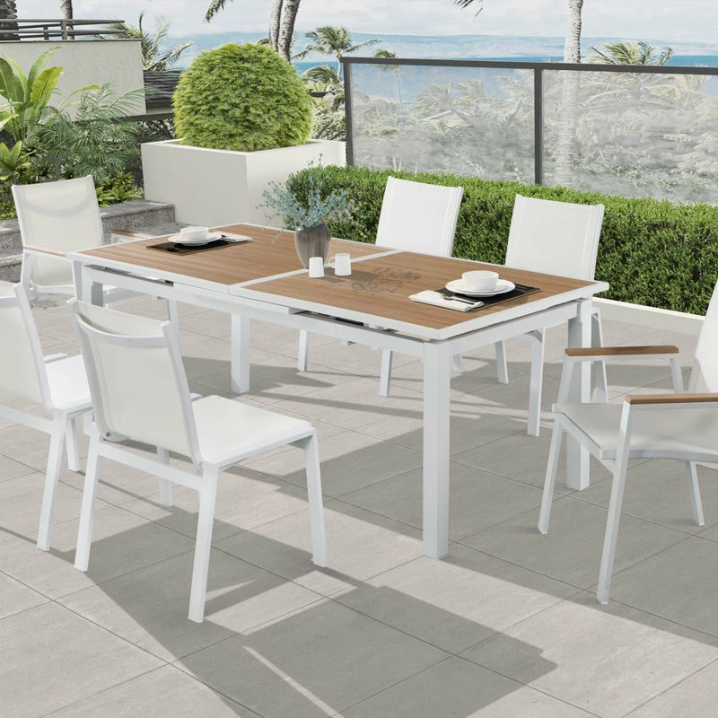 Outlet โ Meridian Furniture Nizuc Outdoor Patio Extendable Dining Table, Brown Top ๐ - Image 4