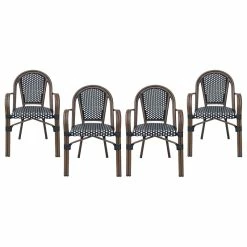 Budget 🎁 GDFStudio Symonds Outdoor French Bistro Chairs (Set Of 4), Black/White/Anti Brass 🥰