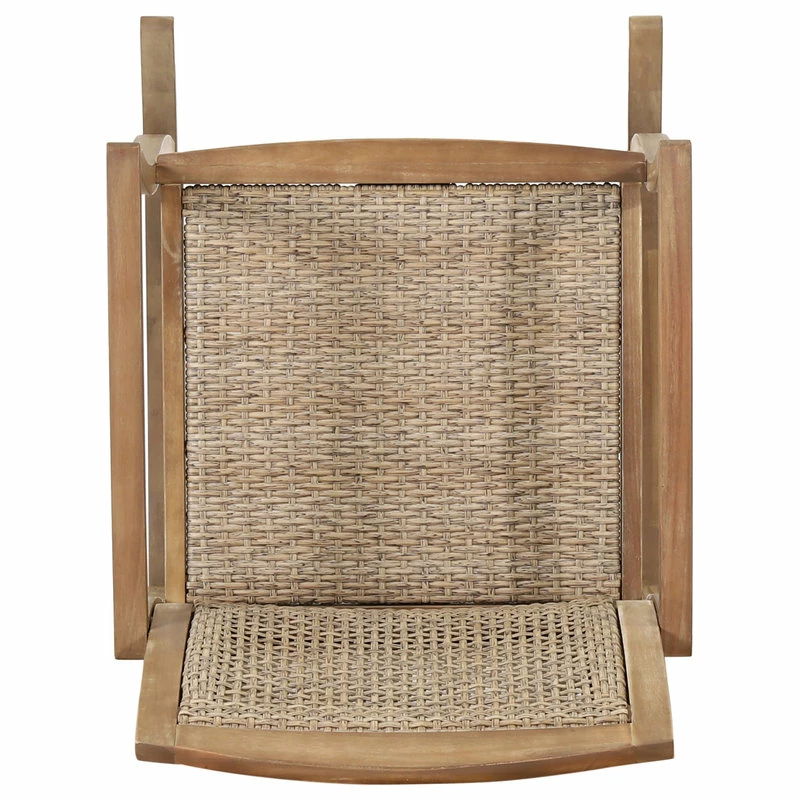 Best Sale 🔥 GDFStudio Uintah Outdoor Acacia Wood And Wicker Rocking Chair (Set Of 2), Light Brown ✨ - Image 10