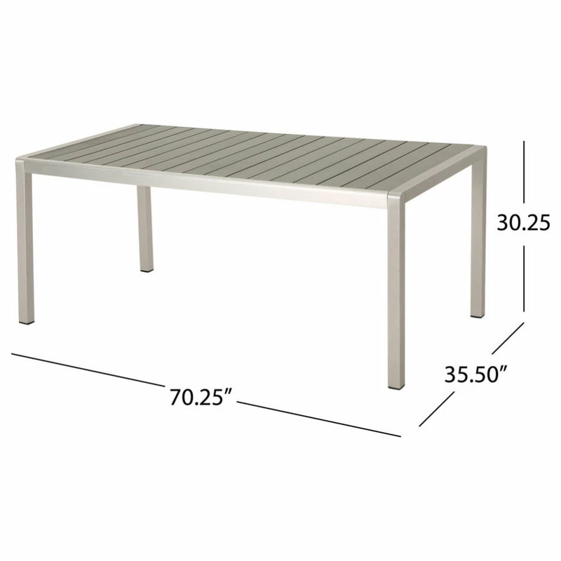 Best reviews of ๐ฏ GDFStudio Coral Outdoor Aluminum Dining Table With Faux Wood Top, Gray โจ - Image 3