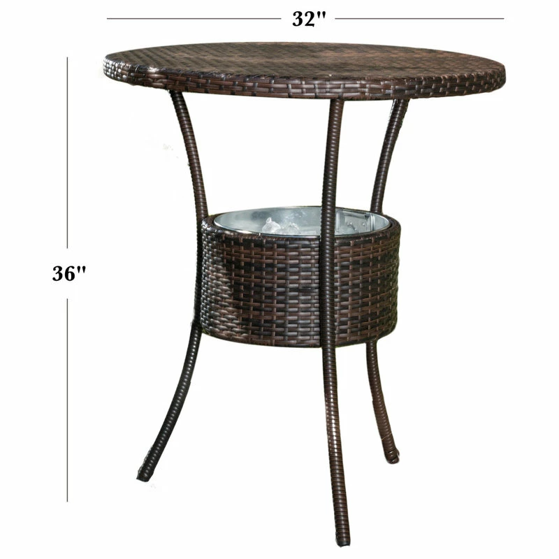 Best deal 🥰 GDFStudio GDF Studio Tampa Bay Multi Brown Pe Table, Ice Pail ✔️ - Image 4