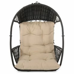 Coupon 🌟 GDFStudio Kase Outdoor/Indoor Wicker Hanging Chair With 8' Chain, Brown/Tan 💯