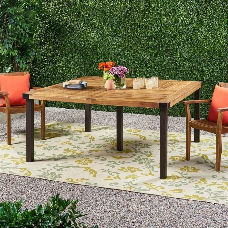 Promo 🌟 Noble House Furniture & Design Noble House Lankershim Outdoor Acacia Wood Dining Table In Teak And Rustic Metal 💯 - Image 4