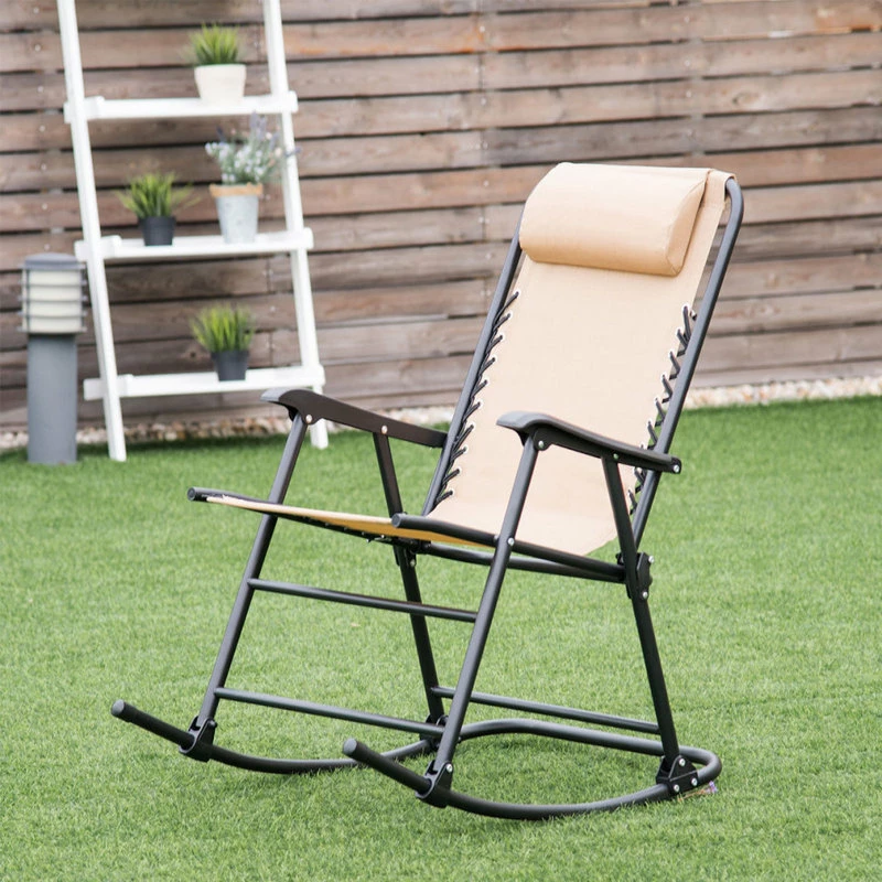 Deals ❤️ Costway Folding Zero Gravity Rocking Chair Rocker Outdoor Patio Headrest Beige 🔥 - Image 3