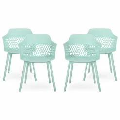 Hot Sale 🎉 GDFStudio Corbin Outdoor Dining Chair, Set Of 4, Mint 🔔