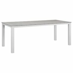 Best Sale 🌟 LexMod Maine 80" Outdoor Aluminum Dining Table, White/Light Gray 🔥