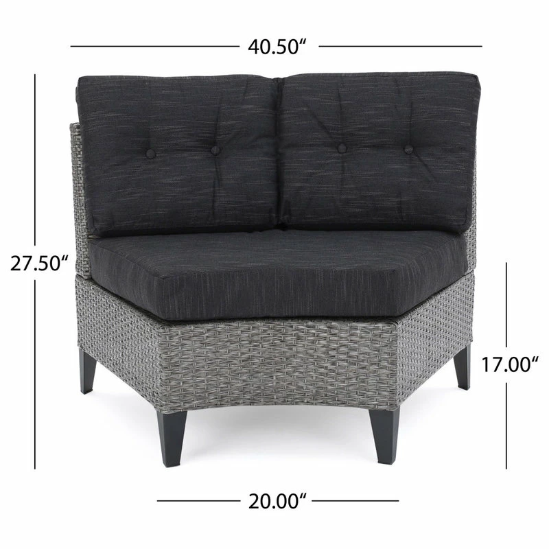 Cheapest 🤩 GDFStudio GDF Studio 5-Piece Currituck Outdoor Black Wicker Sofa, Dark Gray Set ❤️ - Image 3