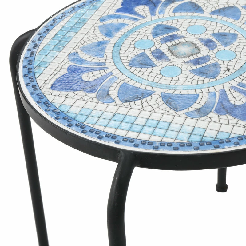 Hot Sale ๐ GDFStudio GDF Studio Sindarin Outdoor Blue And White Ceramic Tile Iron Frame Side Table ๐งจ - Image 6