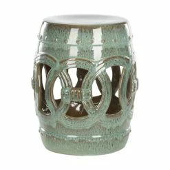 Best Sale 🧨 Safavieh Double Coin Garden Stool, Reactive Blue ⭐