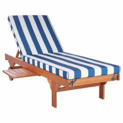 Best Sale 🌟 Safavieh Newport Chaise Outdoor Lounge Chair, Natural/Blue/White 🧨
