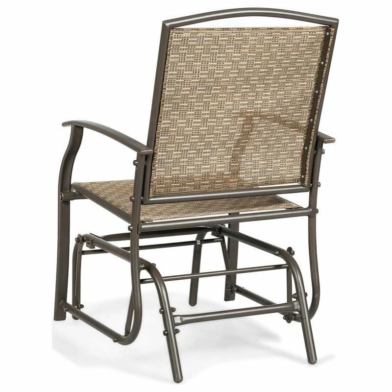 Brand new 🎉 Costway 2PCS Patio Swing Single Glider Chair Rocking Seating Steel Frame Brown ❤️ - Image 5