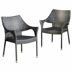 Cheap ✨ GDFStudio GDF Studio Alameda Outdoor Gray Wicker Chairs, Set Of 2 👏